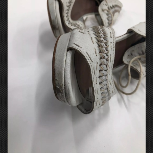 Zara Pumps Size 6 EU 37 Ivory Woven Ankle Straps - Picture 6 of 8